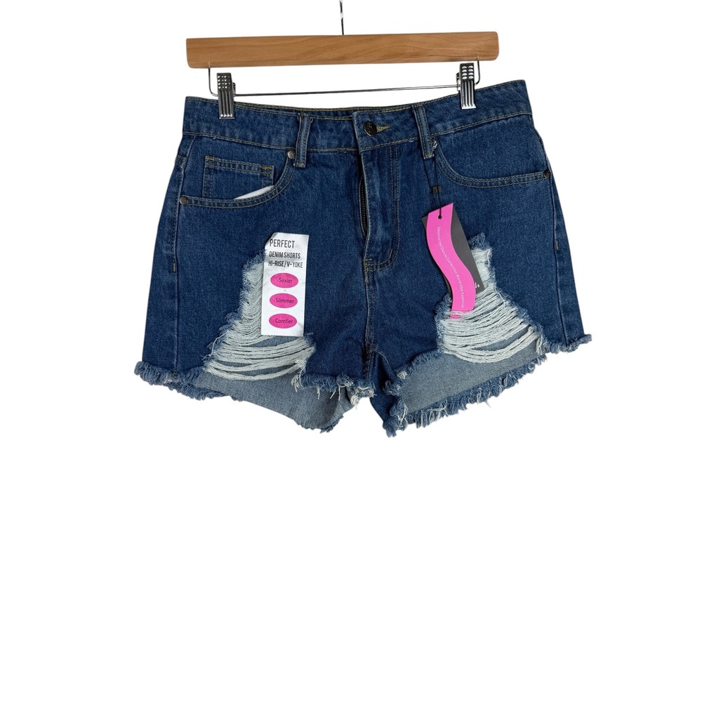 New Between Us High Rise V-Yoke Denim Shorts size 11 Blue